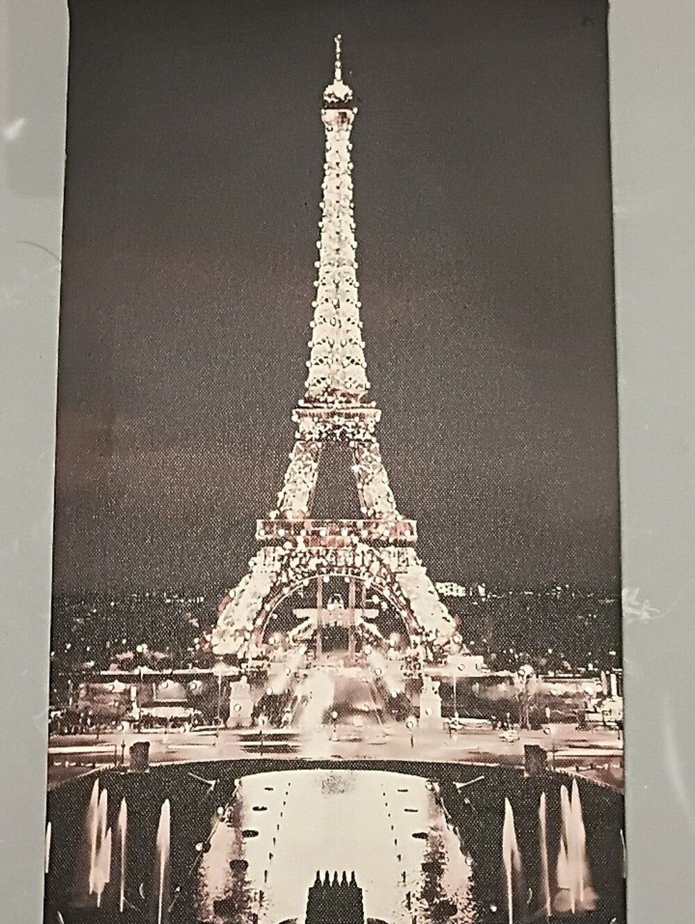 Eiffel Tower Paris Canvas Wall Art Black White Rhinestone Jeweled Decor 8.5x14